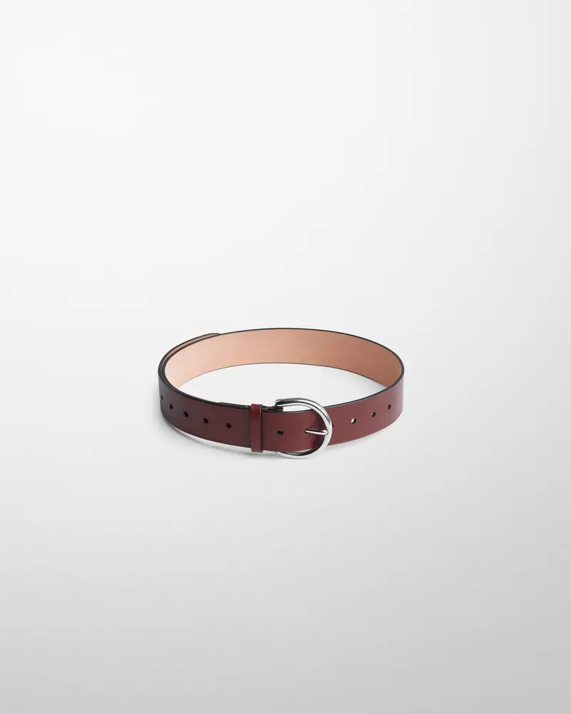 Cognac Leather Round Buckle Belt – 40Mm Silver-Tone Hardware