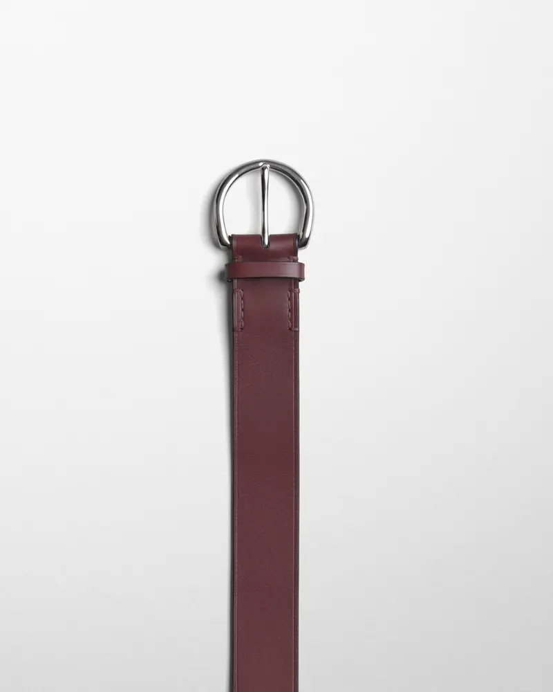 Cognac Leather Round Buckle Belt – 40Mm Silver-Tone Hardware 2