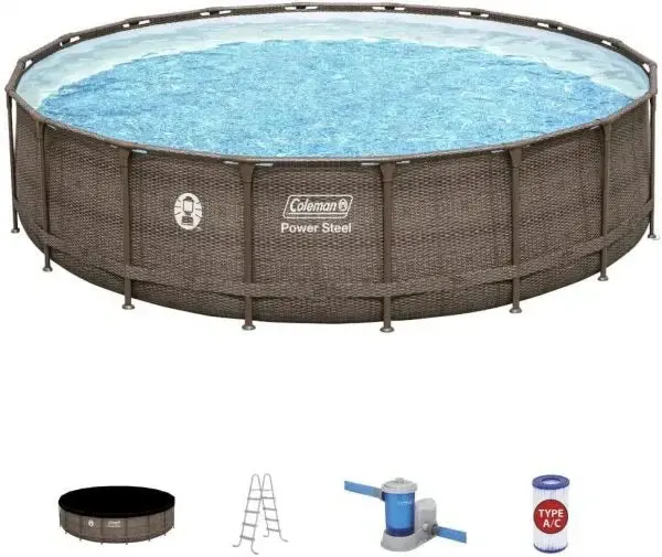Coleman Power Steel Above-Ground Pool – 18 ft x 48 in Round Kit with Rapid Assembly