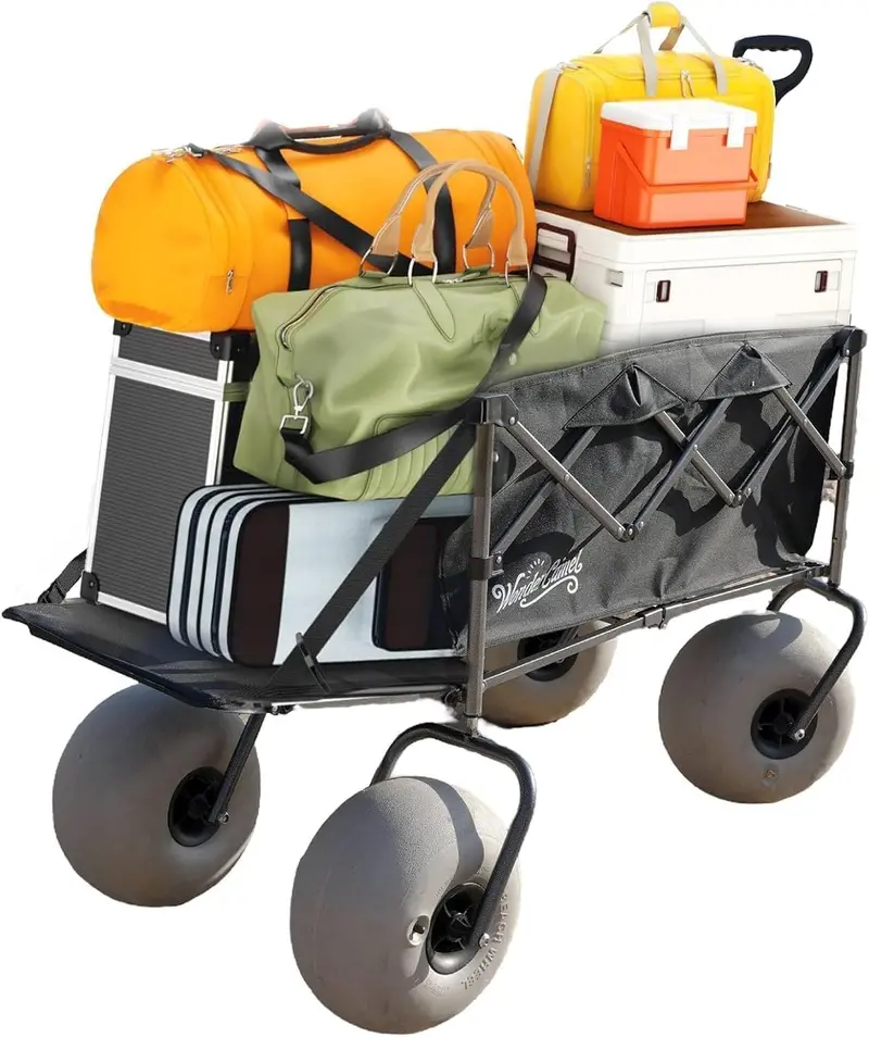 Collapsible All-Terrain Beach Wagon — 13-Inch Balloon Tires, 185-Liter Load Capacity & One-Touch Fold Mechanism