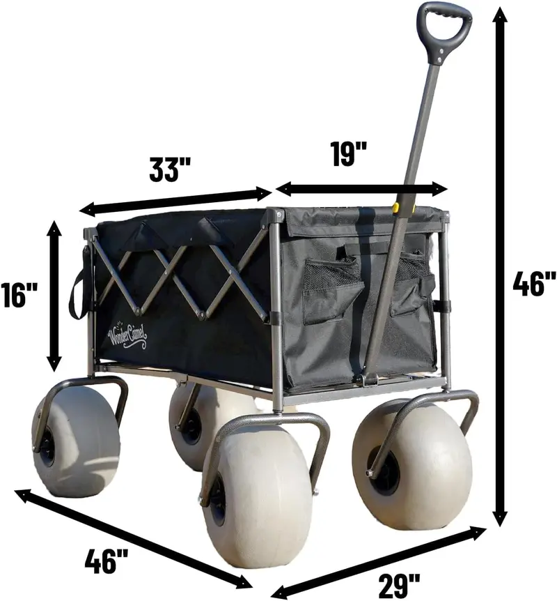 Collapsible All-Terrain Beach Wagon — 13-Inch Balloon Tires, 185-Liter Load Capacity & One-Touch Fold Mechanism