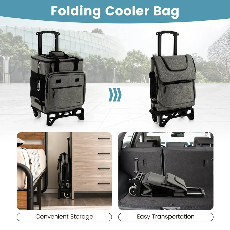 Collapsible Rolling Cooler Bag – Holds 50 Cans, Insulated & Wheel-Enabled