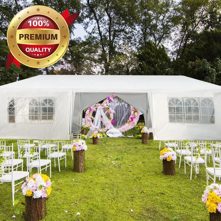 Commercial-Grade 10' x 30' Pop-Up Canopy Tent with 8 Zippered Sidewalls