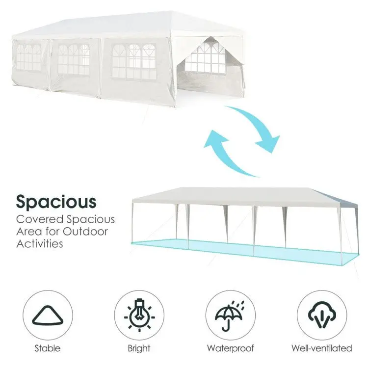Commercial-Grade 10' x 30' Pop-Up Canopy Tent with 8 Zippered Sidewalls