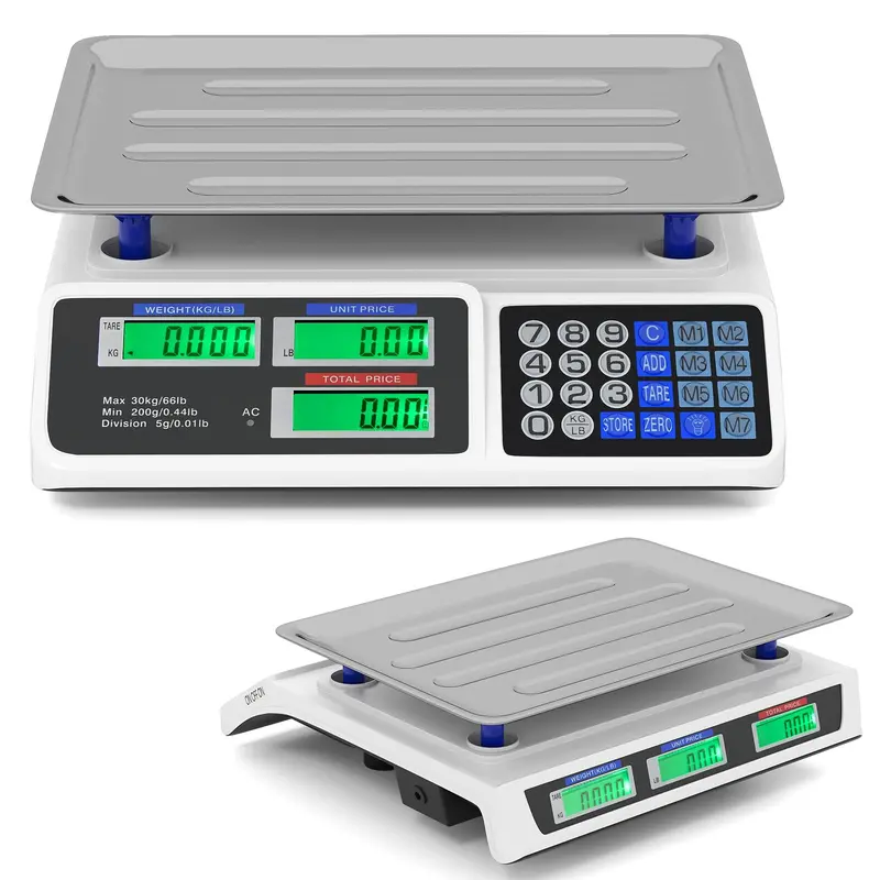 Commercial Price Computing Scale – 66-Pound Capacity with Dual LCD Displays