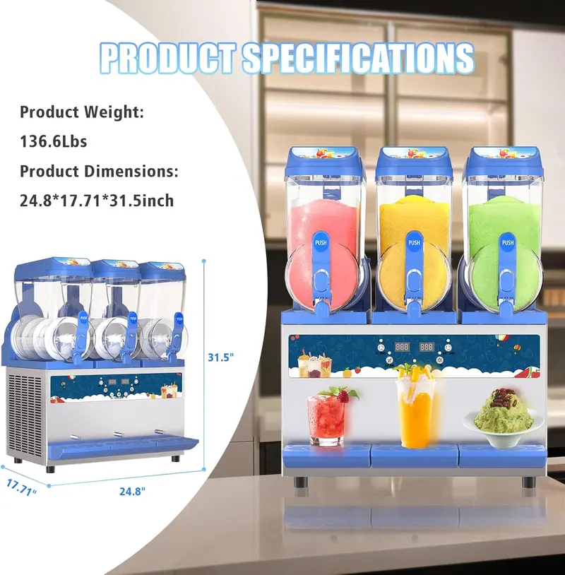 Commercial Slush Machine – 1000W Dual-Tank Margarita Maker with 30L Stainless Steel Reservoirs 2
