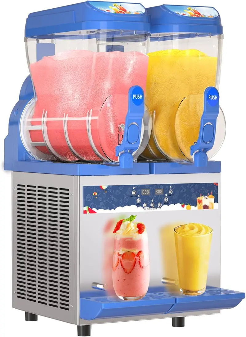 Commercial Slush Machine – 1000W Dual-Tank Margarita Maker with 30L Stainless Steel Reservoirs
