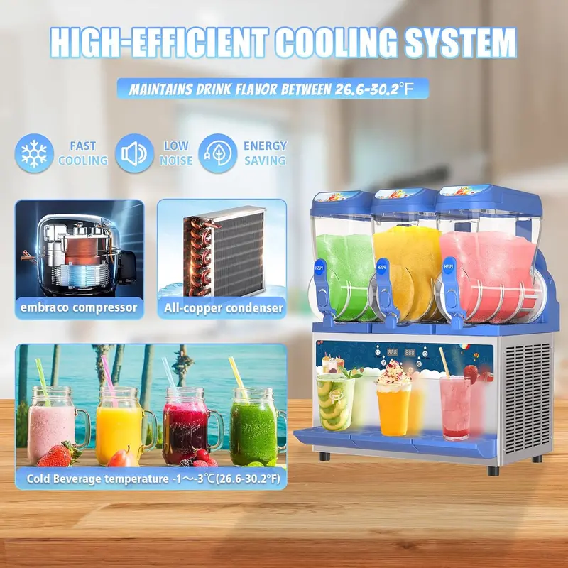 Commercial Slush Machine – 1000W Dual-Tank Margarita Maker with 30L Stainless Steel Reservoirs