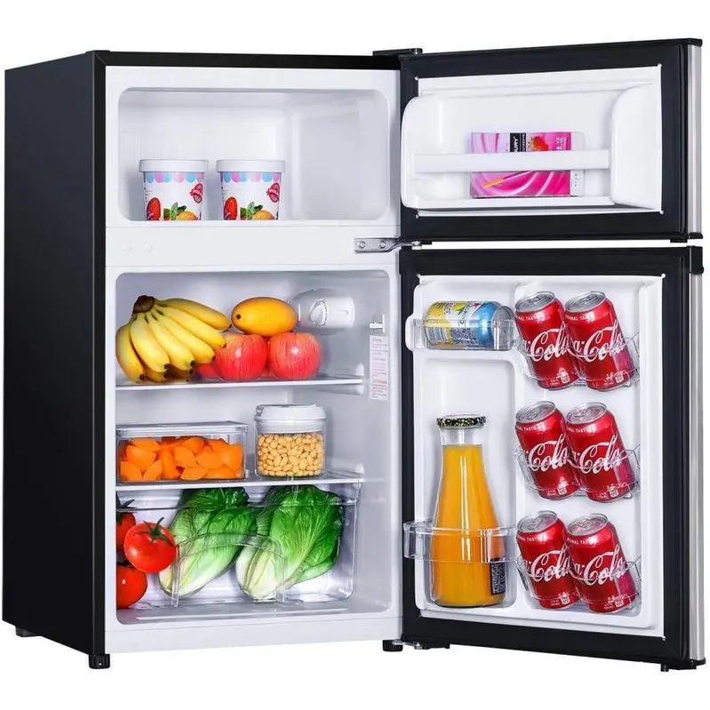 Compact 3.1 Cu Ft Mini Refrigerator with Freezer Compartment and Bright Interior LED Lighting