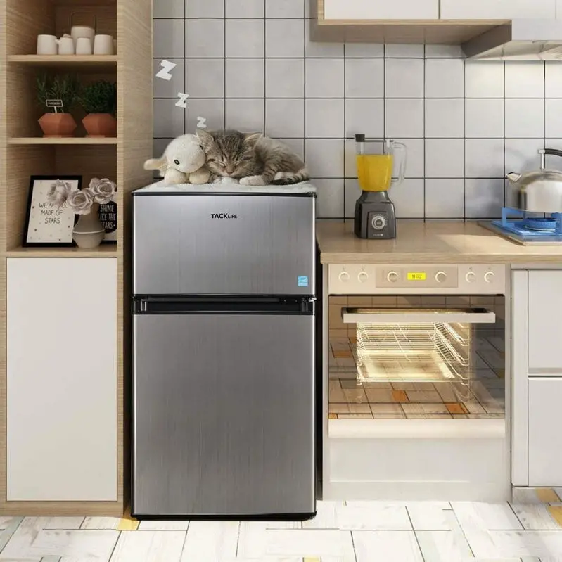 Compact 3.1 Cu Ft Mini Refrigerator with Freezer Compartment and Bright Interior LED Lighting