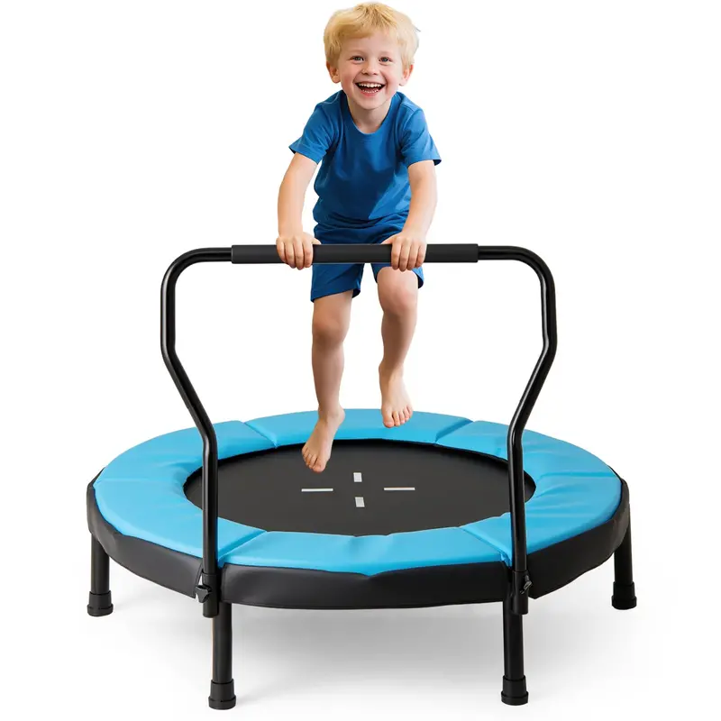 Compact 40-Inch Trampoline Kit – Includes Safety Pad & Foam Handlebar for Indoor/Outdoor Use