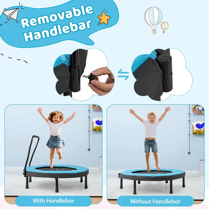 Compact 40-Inch Trampoline Kit – Includes Safety Pad & Foam Handlebar for Indoor/Outdoor Use 2
