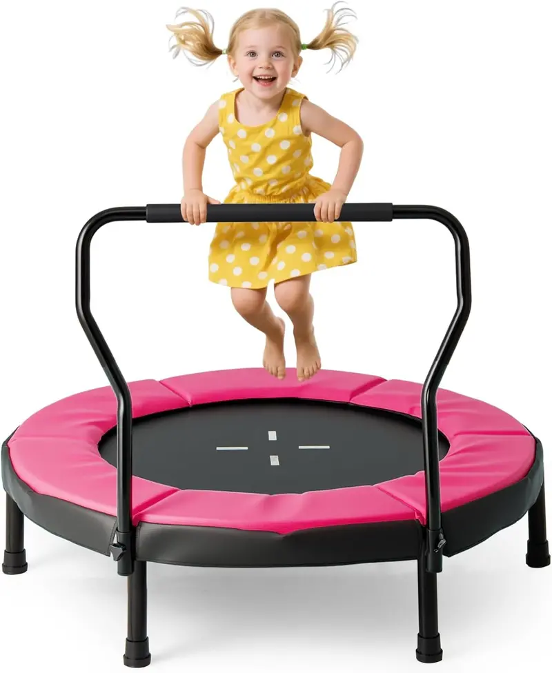 Compact 40-Inch Trampoline Kit – Includes Safety Pad & Foam Handlebar for Indoor/Outdoor Use