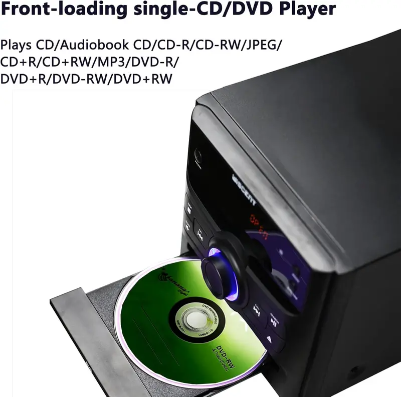 Compact Bluetooth Stereo System – CD Playback, Wireless Streaming, FM Tuner, USB/MP3 Input, 30W RMS Output