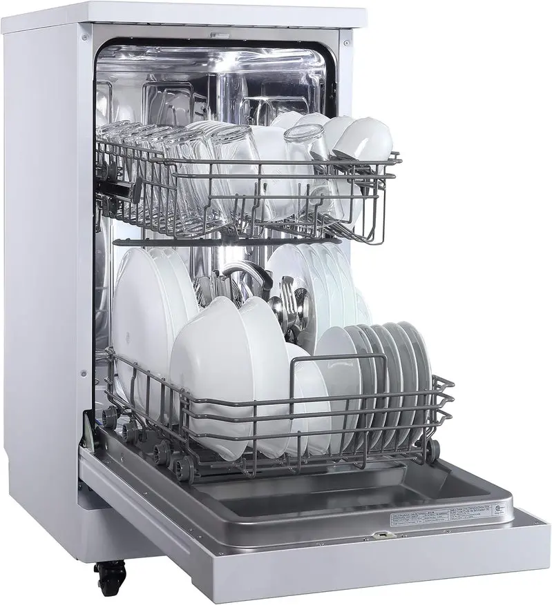 Compact Countertop Dishwasher – 18-Inch White Portable Unit, 8-Place Setting Capacity
