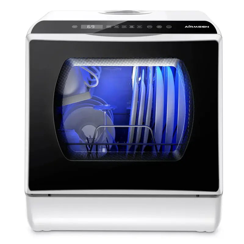 Compact Countertop Dishwasher with 5L Built-in Tank – 5 Wash Programs & Eco-Friendly Air-Dry Cycle