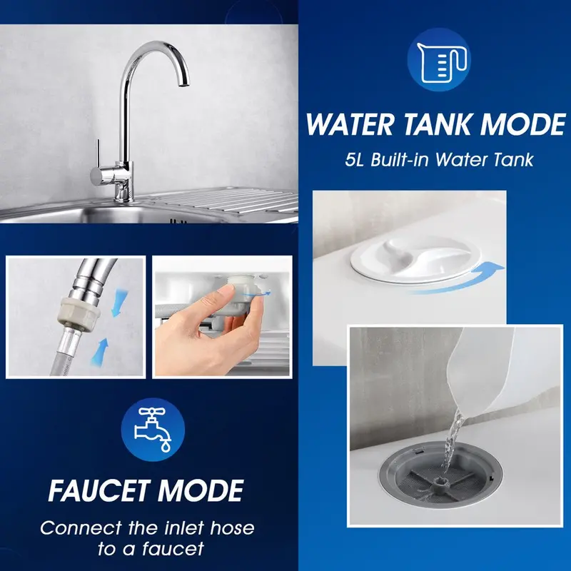 Compact Countertop Dishwasher with 5L Built-in Tank – 5 Wash Programs & Eco-Friendly Air-Dry Cycle