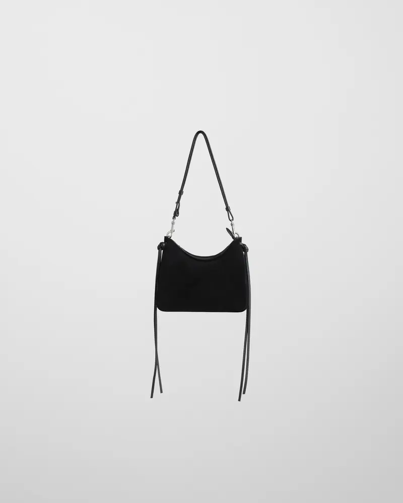 Compact Crossbody Gig Bag In Black Suede