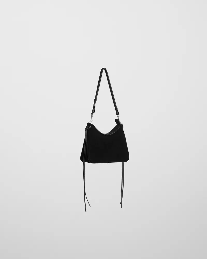 Compact Crossbody Gig Bag In Black Suede 2