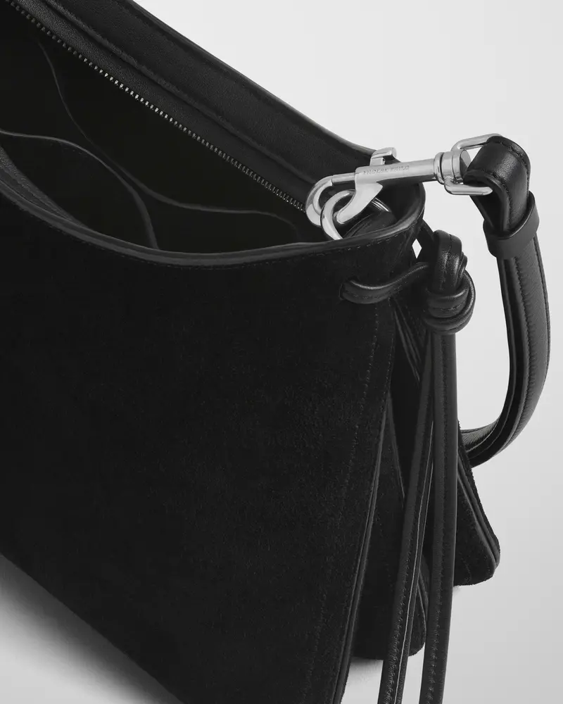 Compact Crossbody Gig Bag In Black Suede