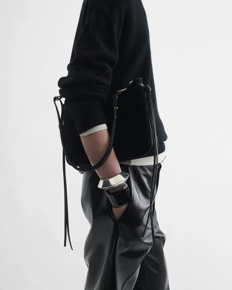 Compact Crossbody Gig Bag In Black Suede