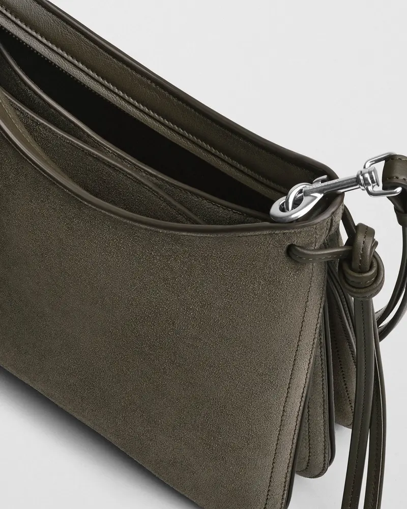 Compact Crossbody Gig Bag In Sage Suede