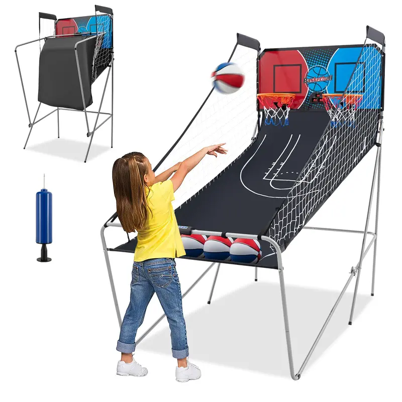 Compact Dual-Player Basketball Arcade Game – Foldable Design for Home or Office Play