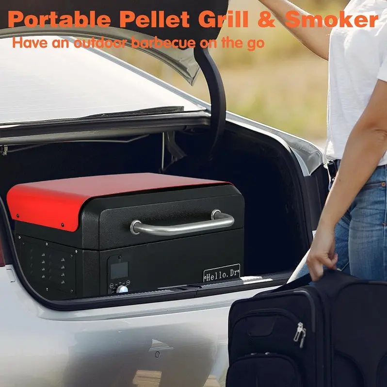 Compact Electric Pellet Grill & Smoker – 8-in-1 Portable BBQ for RVs, Camping, and Tailgates | Precision Temperature Control with Steam-Assisted Cooking