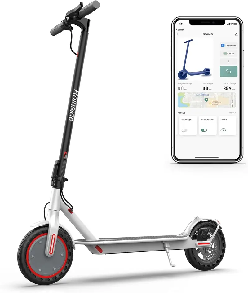 Compact Foldable Electric Scooter for Adults — 350W Motor, 8.5" Non-Pneumatic Tires, 19mph Max Speed, 21–23 Mile Range, Bluetooth App Integration