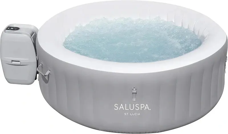 Compact Inflatable Hot Tub Spa – 71" x 26" Dual-Cover System (Thermal + Standard), Designed for 2–4 Users, Matte Black Finish