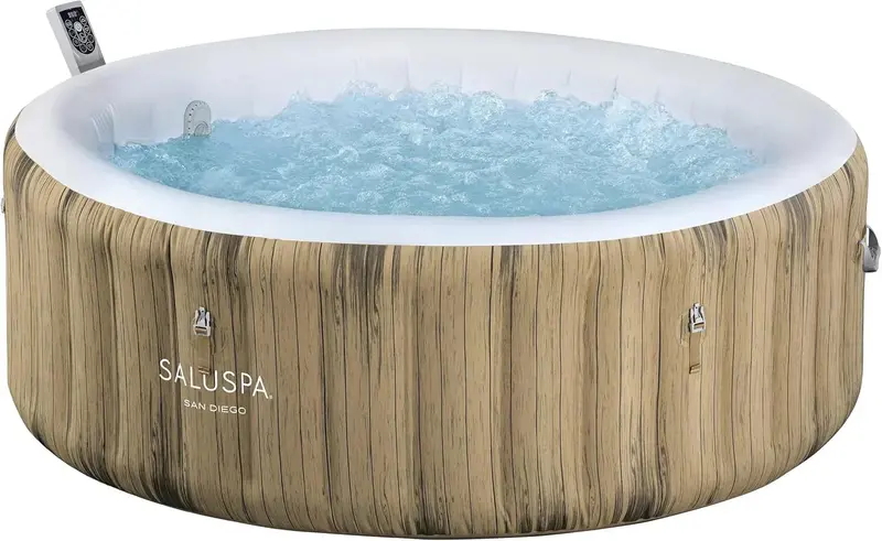 Compact Inflatable Hot Tub Spa – 71" x 26" Dual-Cover System (Thermal + Standard), Designed for 2–4 Users, Matte Black Finish