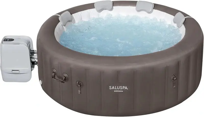 Compact Inflatable Hot Tub Spa – 71" x 26" Dual-Cover System (Thermal + Standard), Designed for 2–4 Users, Matte Black Finish