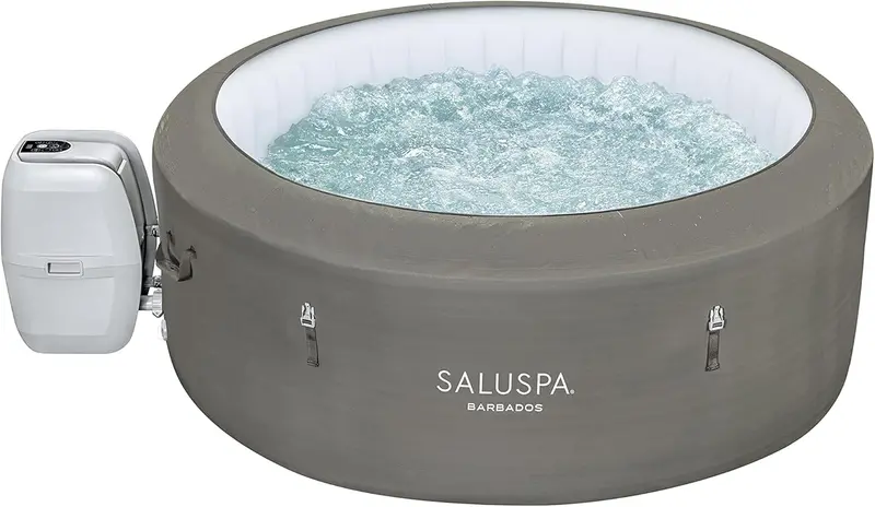 Compact Inflatable Hot Tub Spa – 71" x 26" Dual-Cover System (Thermal + Standard), Designed for 2–4 Users, Matte Black Finish