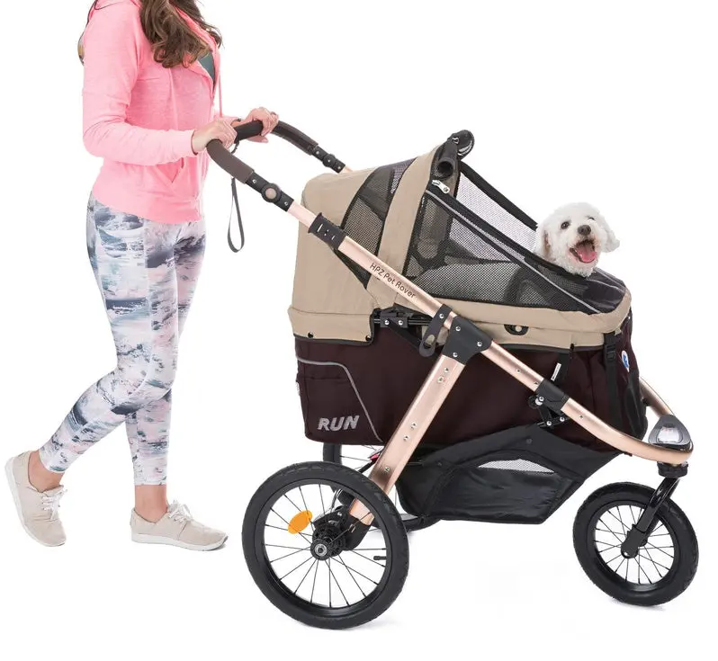 Compact Pet Jogging Stroller – Lightweight, One-Hand Fold Design with Zipper-Free Entry & All-Terrain Rubber Wheels (Green Camo)