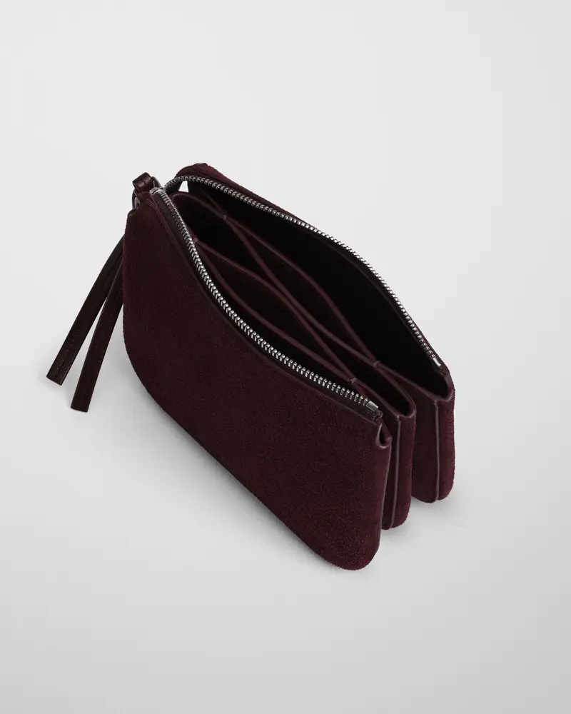 Compact Pocket Gig Bag In Oxblood Suede Leather
