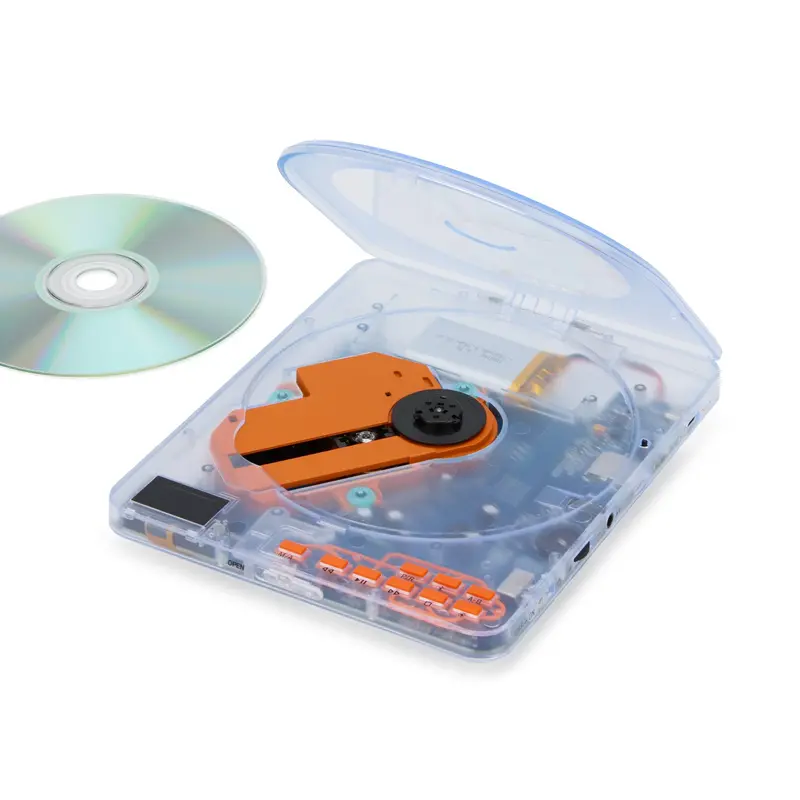 Compact Portable CD Player with Bluetooth Audio Streaming and Built-in Rechargeable Battery