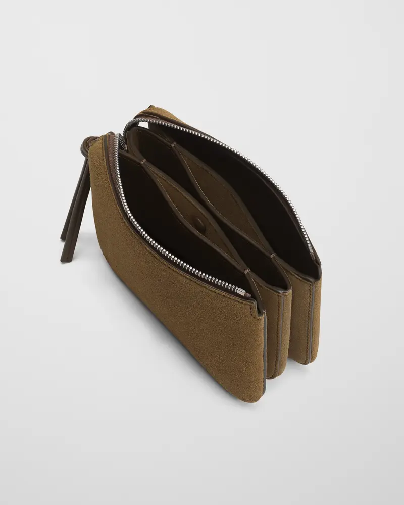 Compact Structured Crossbody Pocket Gig In Olive Suede