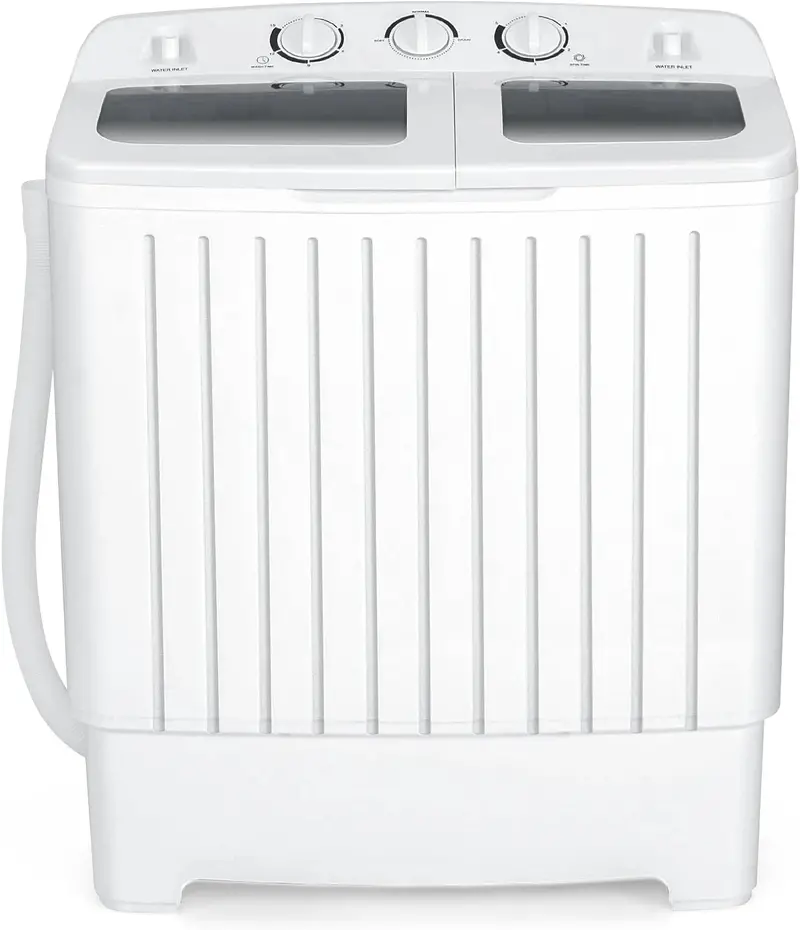 Compact Twin-Tub Washing Machine: 20-Lb Total Capacity (12-Lb Wash + 8-Lb Spin), Timer-Based Operation, Space-Efficient Design for RVs and Small Homes