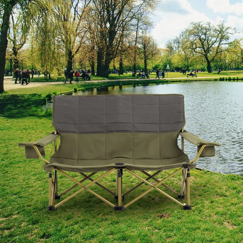 Compact Two-Person Folding Loveseat Chair — Ideal for Patios, Campsites, and Backyards 2