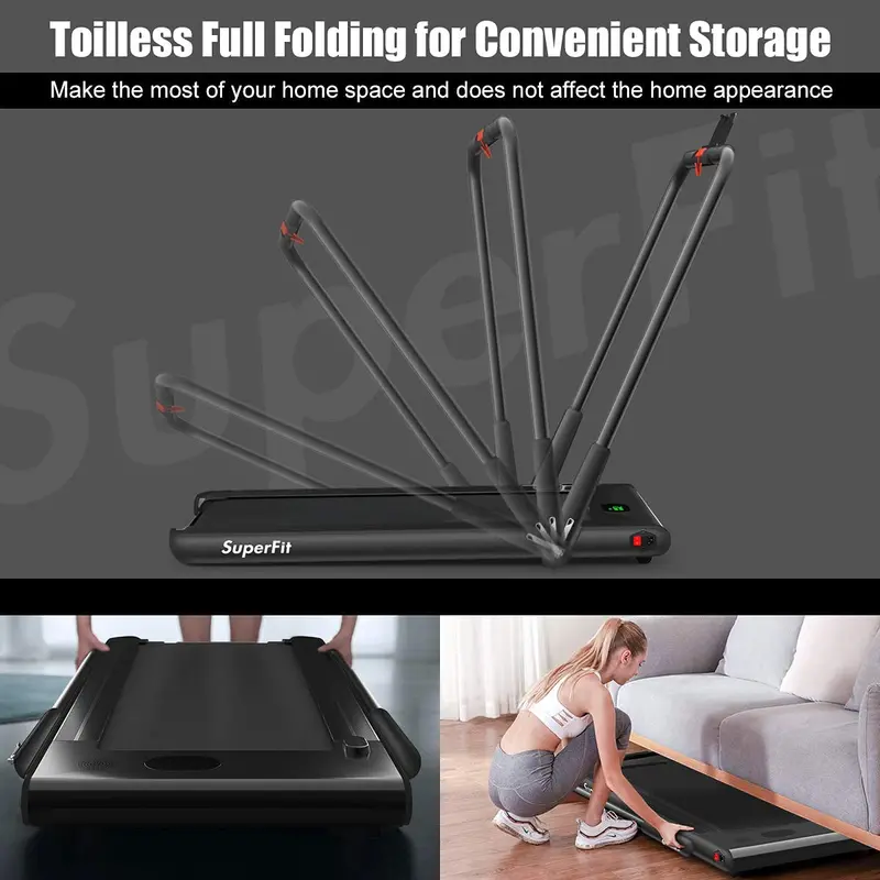 Compact Under-Desk Folding Treadmill – 2.25 HP Superfit Walking Machine with Dual Modes
