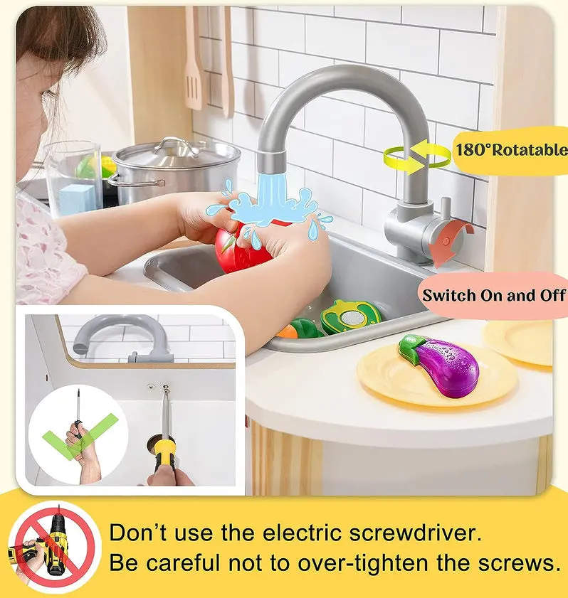 Compact Wooden Play Kitchen – Space-Saving Pretend Cooking Set for Preschoolers