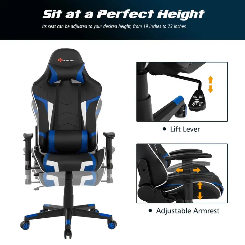 Complete Gaming Workstation Bundle: Racing Chair, Desk with Mouse Pad, Cup Holder & Headphone Hook