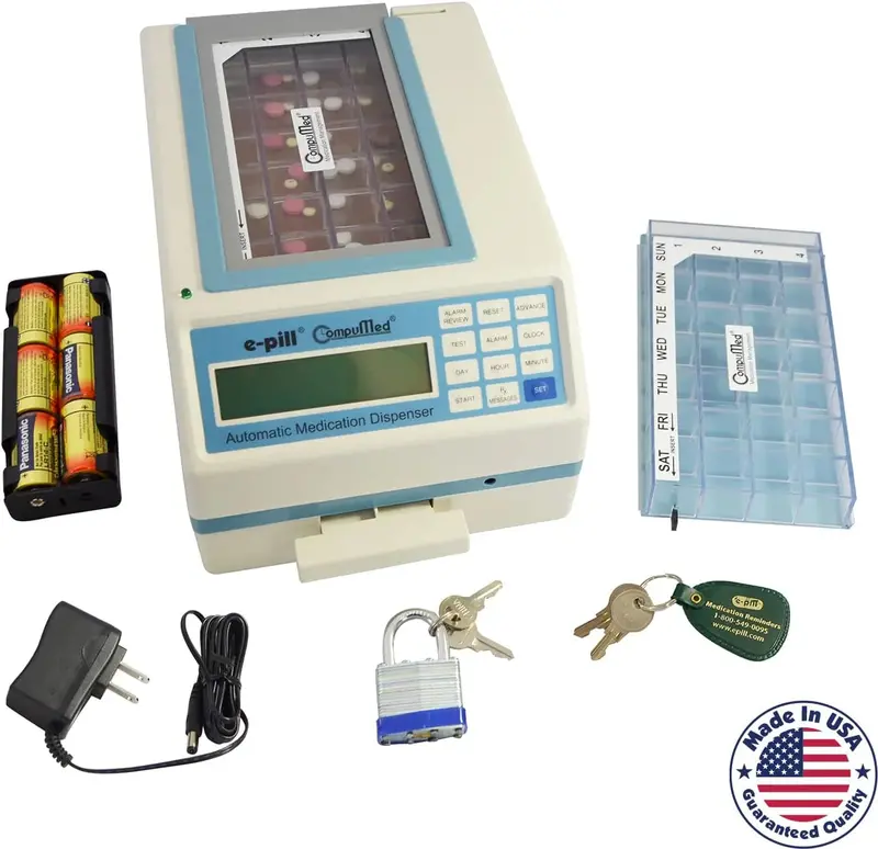 CompuMed Tamper-Proof Automatic Pill Dispenser — AC-Powered, Scheduled Medication Management