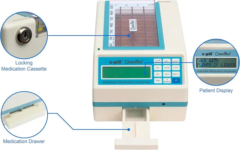 CompuMed Tamper-Proof Automatic Pill Dispenser — AC-Powered, Scheduled Medication Management