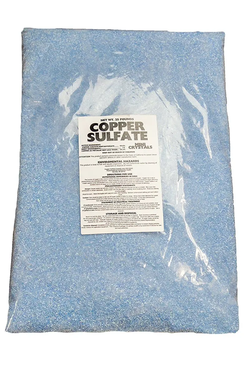 Copper(II) Sulfate Pentahydrate Crystals – 25 lb Bag, Industrial Purity Grade