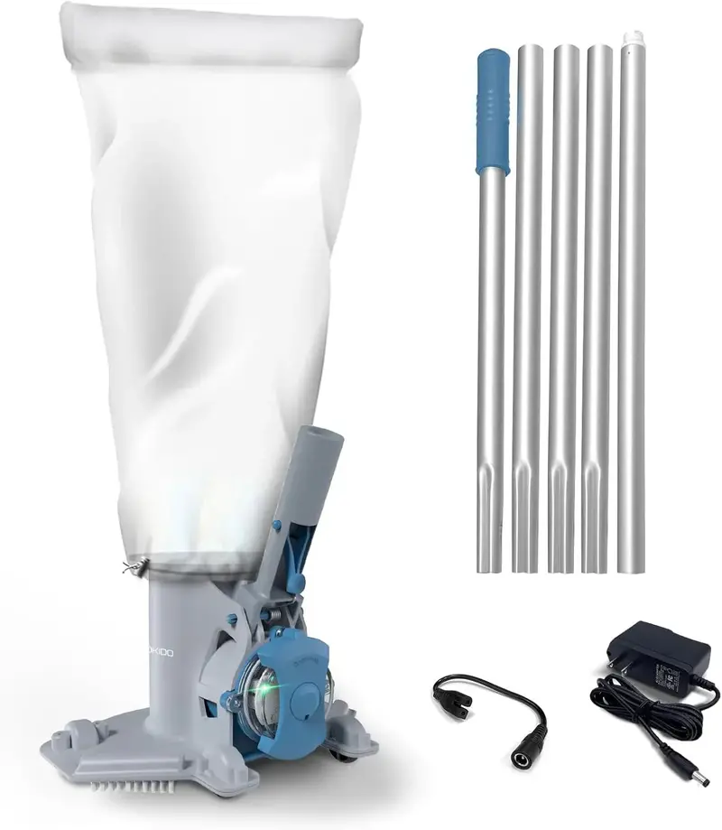 Cordless Pool Vacuum Cleaner – 30 GPM Suction, 75-Min Battery Life, Large Debris Bag for In-Ground & Above-Ground Pools