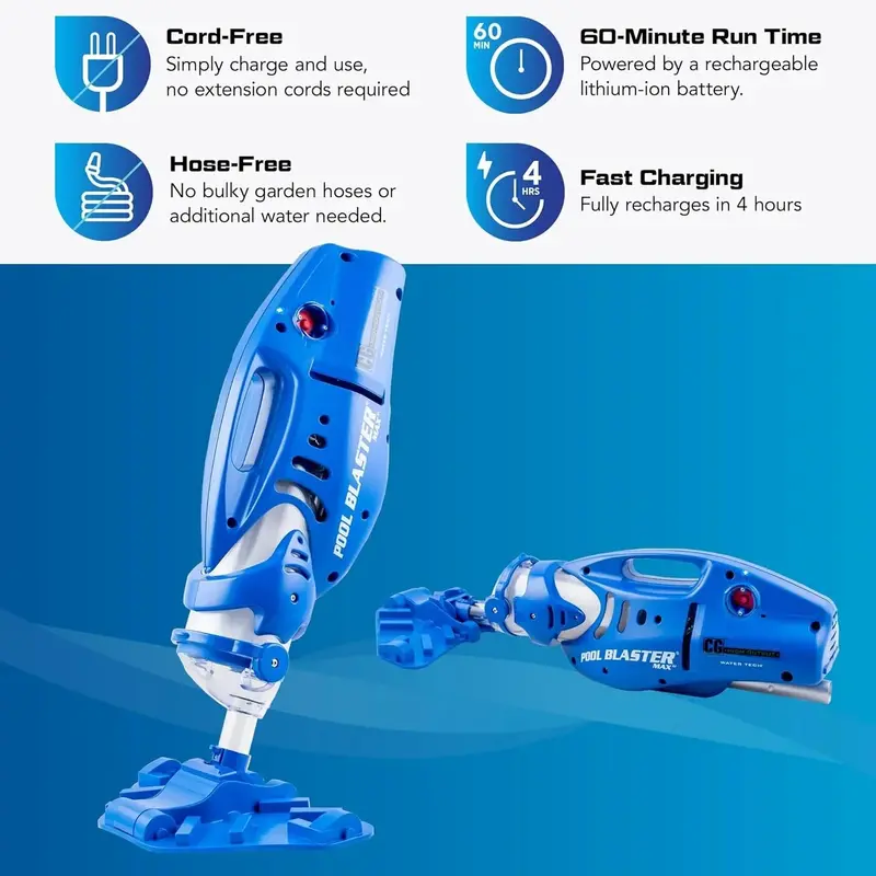 Cordless Rechargeable Pool Vacuum – High-Suction Handheld Cleaner for Inground and Above-Ground Pools