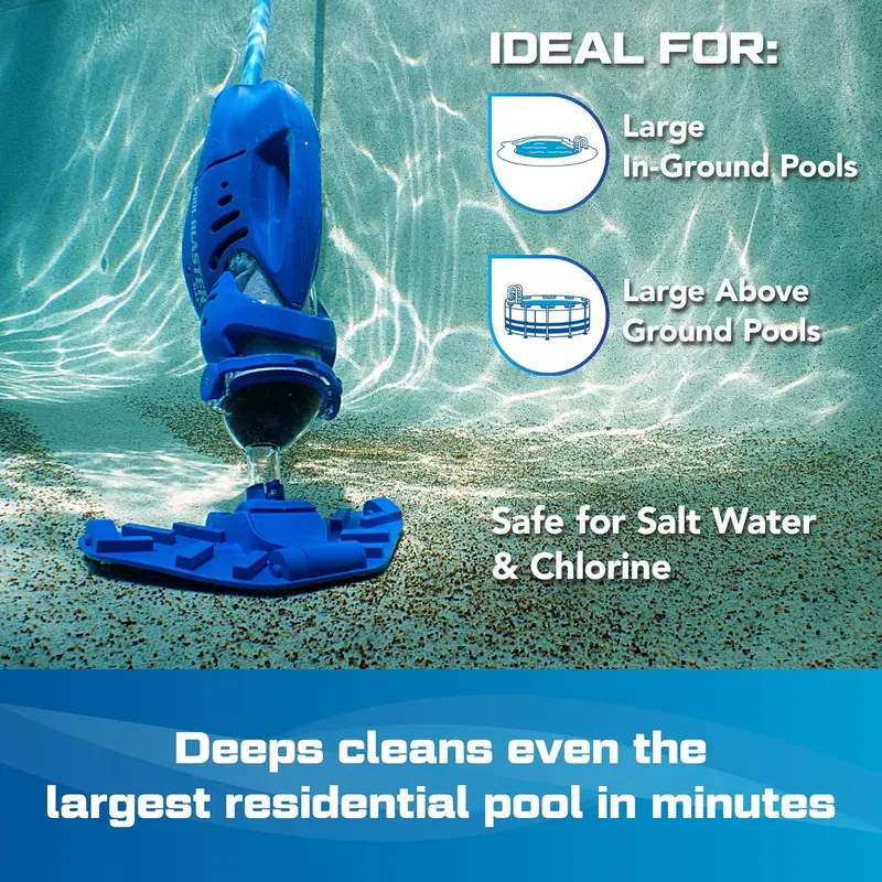 Cordless Rechargeable Pool Vacuum – High-Suction Handheld Cleaner for Inground and Above-Ground Pools