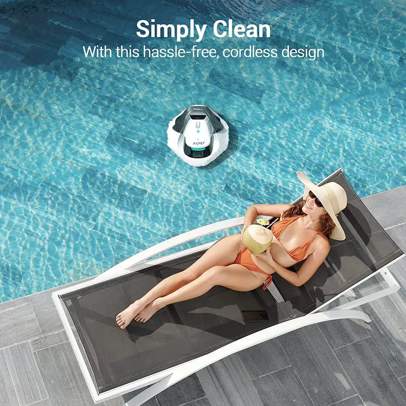 Cordless Robotic Pool Cleaner – Dual-Motor System for Comprehensive Surface Coverage