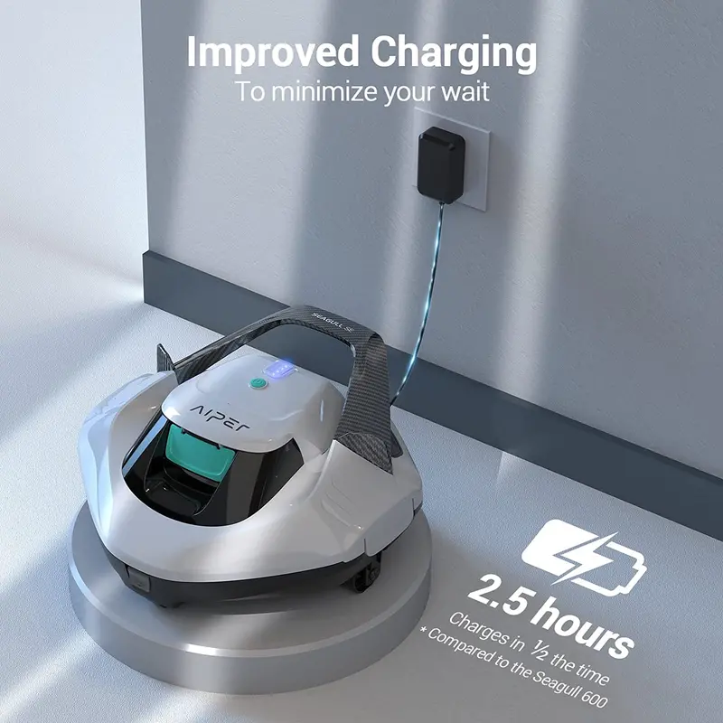 Cordless Robotic Pool Cleaner – Dual-Motor System for Comprehensive Surface Coverage